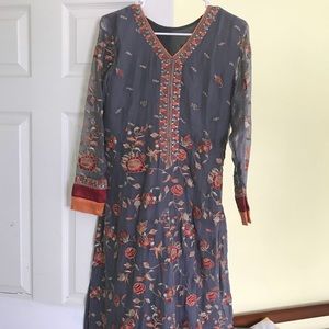 Pakistani/ Indian Gray and orange dress